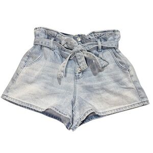 American Eagle Size 8 100% Cotton Mom Shorts Paperbag Denim Summer Vacation